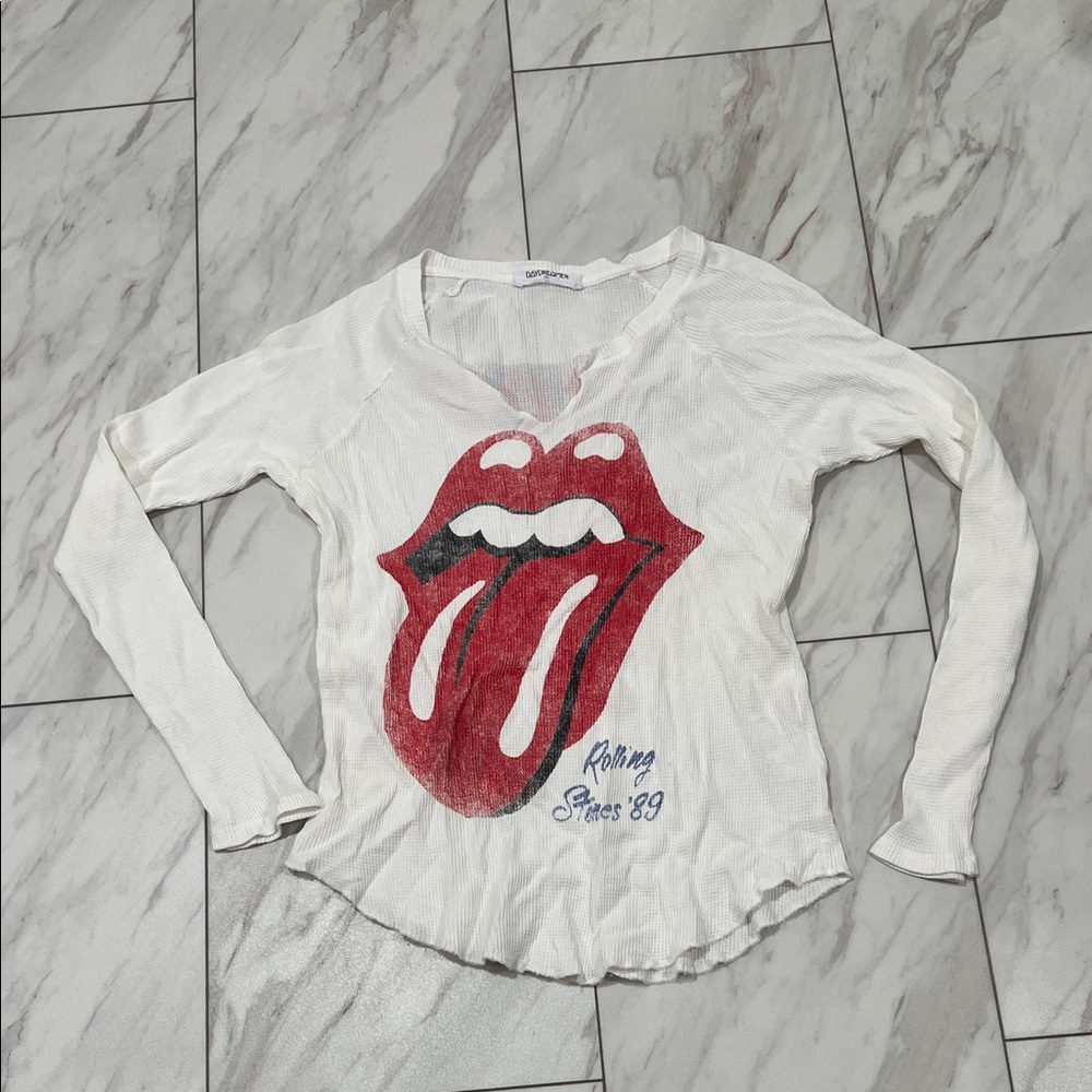 Daydreamer White Long Sleeve with Red Tongue Graphic